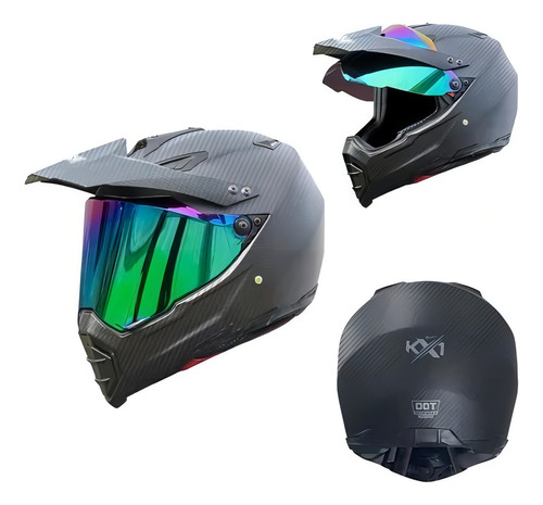 Casco Trail Kov Kx1 Iridium Certificado Dot Fibra De Carbono Color Diseño Fibra De Carbono Tamaño Del Casco L (59cm-60cm