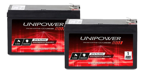 2 Bateria Unipower 12v 7ah Selada Centrais Alarme Nobreak