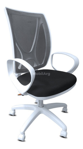 Sillón Ejecutivo Ergonómico Alma Estrella Ruedas Blancas Cuo Color Red Y Tela Negra