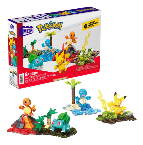 Figuras De Construcción Mega Construx Pokémon Equipo Kanto 130 Multicolor