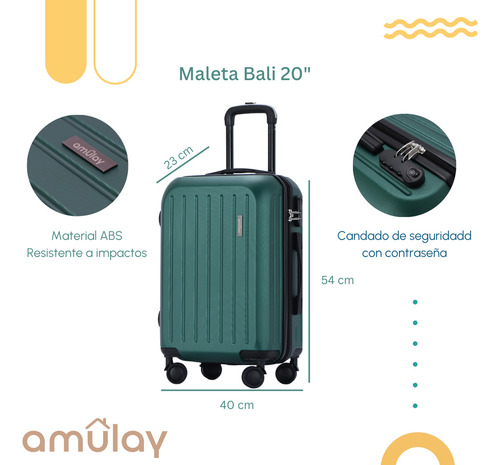 Set X 2 Maleta Mano Viaje Cabina Carry On Candado Avion - Amulay