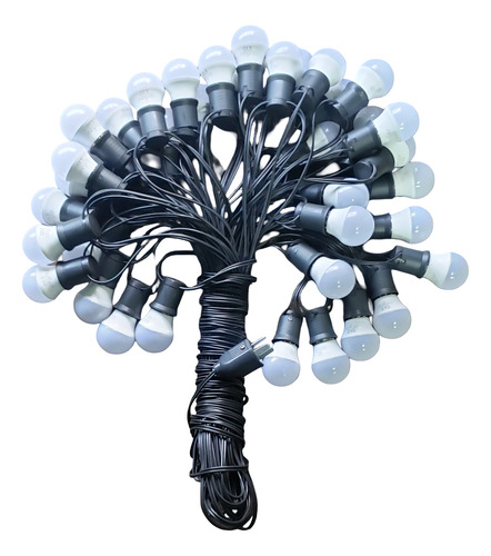 Guirnaldas De Luces Para Exterior C/focos Led 40 Metros Blanco Luz Fria