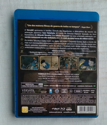 Blu-ray Túmulo Dos Vagalumes (original) (Usado)