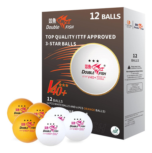Pelotas De Ping Pong 3 Estrellas Blancas Y Naranjas 12 Unida 6 Piezas Blanco + 6 Piezas Naranja