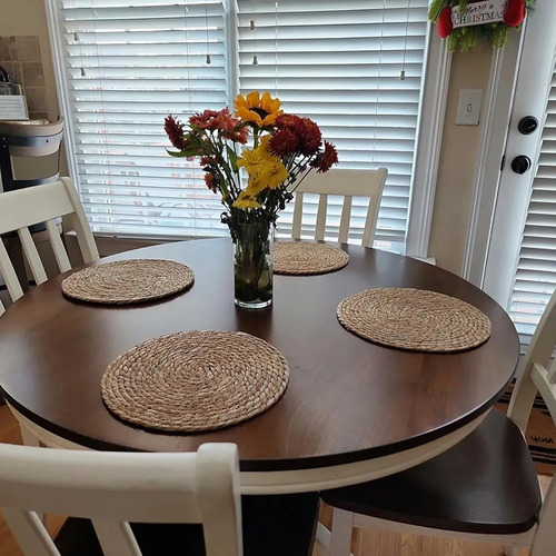 Posavasos Con Forma De Totora Redonda, Tejido Rústico, En Fo