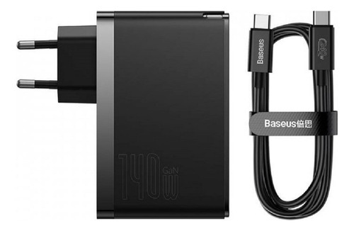 Carregador GaN Baseus 140w Multiporta + Cabo PD USB-C de 1m