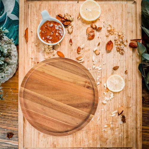 Bandeja De Madera Para Servir, Redonda, Ligera, Estable,