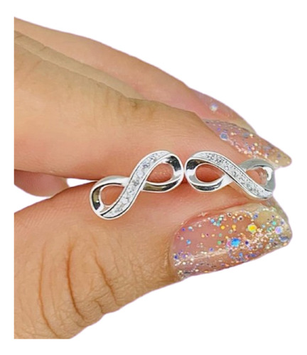 Aros Infinito Con Cubics Blancos Plata 925 Mujer Ar 484