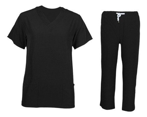 Conjunto De Uniforme Femenino Con Cuello En V Y Pantalones