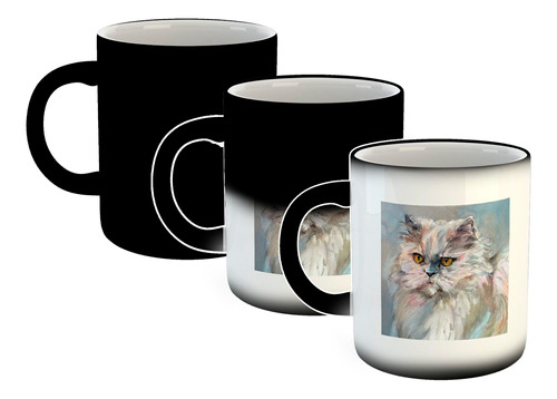 Taza Magica Gato Persa Pintura Art M3