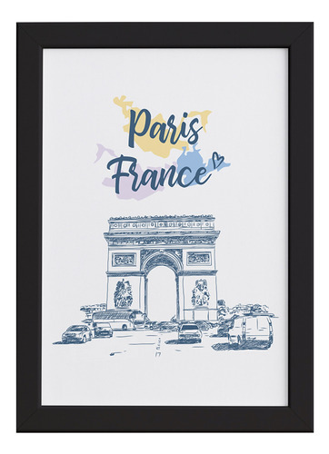 Quadro Paris Arco Do Triunfo França Moldura Preta 22x32