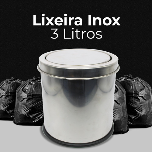Imagem 2 de 8 de Escova Vaso Sanitário Silicone + Lixeira Inox Banheiro Pia