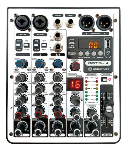 Mesa De Som Waldman 4 Canais British B-4 Phantom Power B4