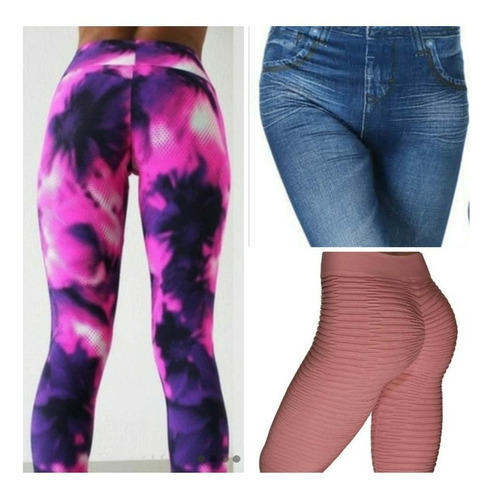 Lote 9 Leggins Licra Colombiana Mezclilla Y Anticelulitis