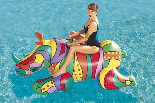 Flotador Montable Rinoceronte Pop Bestway Modelo 41116 Multicolor
