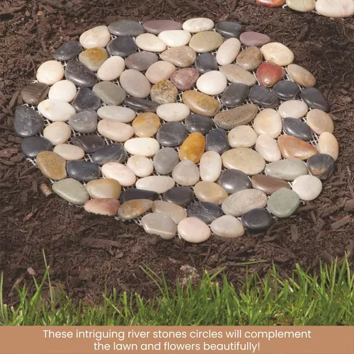  Bits and Pieces – Set de piedras redondas para camino de jardín  – Piedras decorativas para su jardín. : Patio, Césped y Jardín