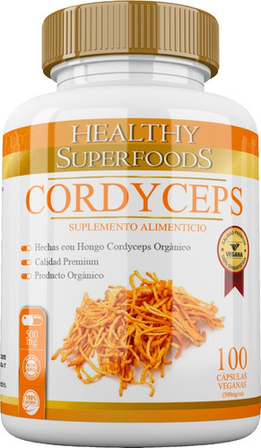 Healthy Superfoods Cordyceps Puro Premium Genuino 100 Capsulas 500mg Sabor Natural