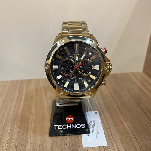 Relógio Technos Masculino Carbon Dourado - Js25bcb/1p Bisel Preto