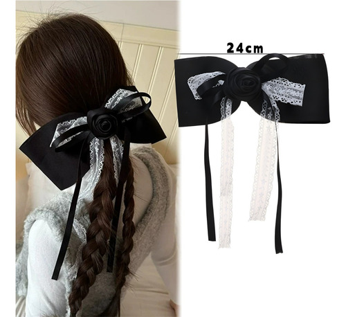 Accesorio Para El Pelo Con Lazo De Encaje Negro Para Mujer,