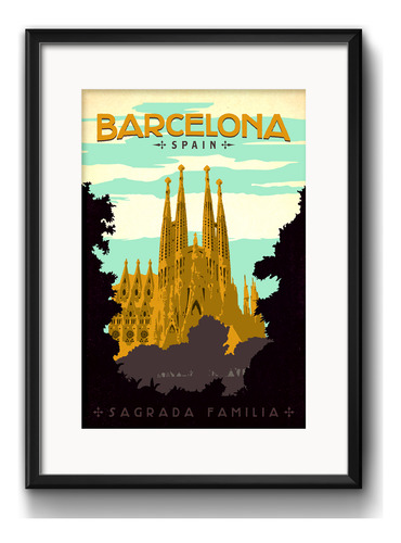 Cuadro Barcelona Espana Ciudad Arte Decoracion Con Paspartú