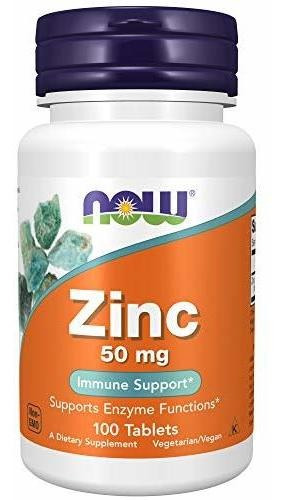 Gluconato De Zinc Now Foods, De 50 Mg, 100 Tabletas.