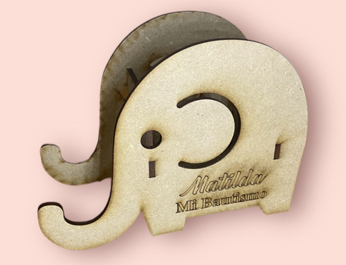 Souvenir Comunión- Bautismo. Diseño De Elefante En Mdf X 20u