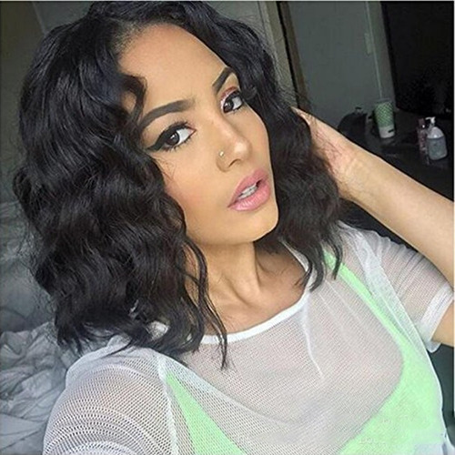 Peruca Preta Ondulada Encaracolada Feminina