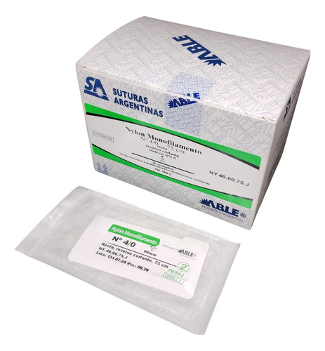 Sutura Nylon 4/0 -ag 60mm Recta Rev Cort De 75cm X 36 Un.