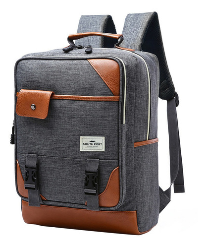 Mochila Morral Unisex Elegante Gris Notebook Urbano Escolar