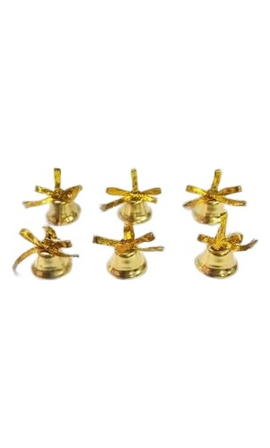 Enfeite Decorativo Natalino Kit 6 Mine Sinos Dourado Festas