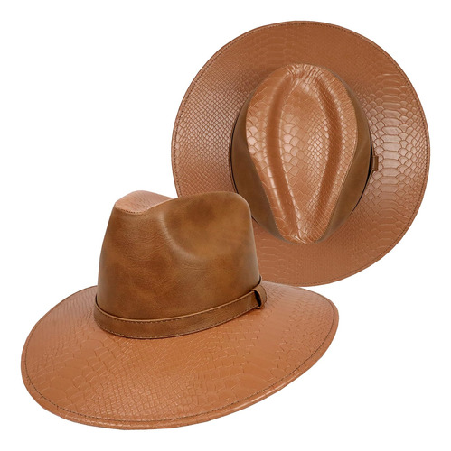 Sombrero Indiana Unisex Tipo Piel Víbora Vintage Muy Formal