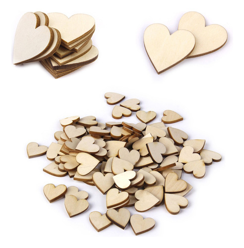 Discos De Madera En Forma De Corazón En Blanco De 50 Unidade