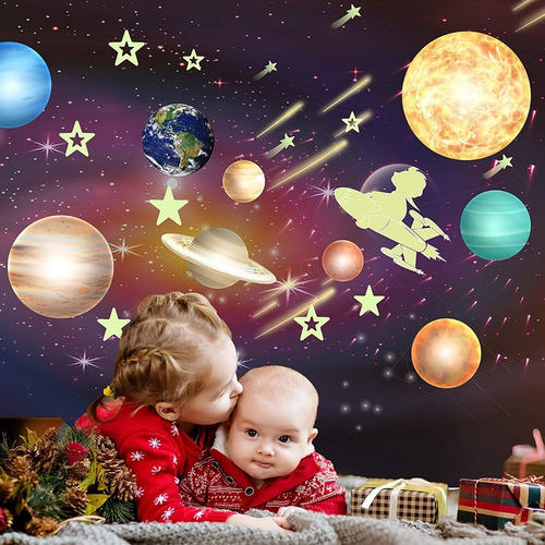 Imagen 2 de 7 de Planetas Y Estrellas Pegatinas Con Brillo En La Oscuridad