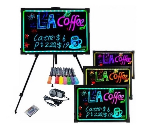 Pizarra Magica Led Rgb 40 X 60 Cm Atril Control 8 Marcadores