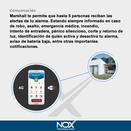 Kit Alarma Domiciliaria Inalambrica Marshall 4g / 3g + Wifi