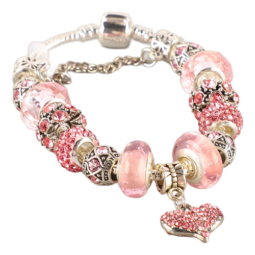 Pulsera Chapada En Plata Cuentas De Diamantes De Imitación