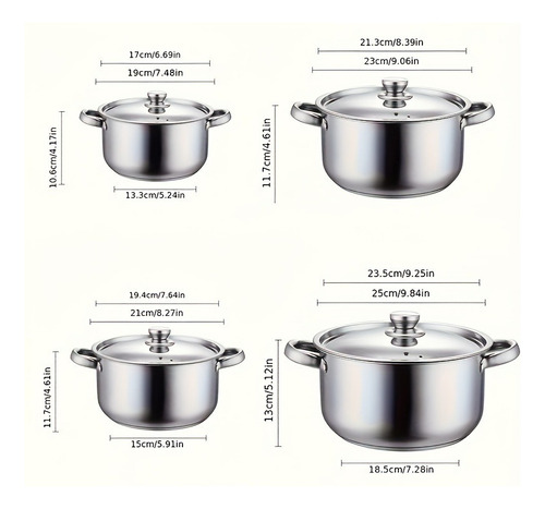 Juego De Ollas De Acero Inoxidable De 8 Piezas, Kitchen And