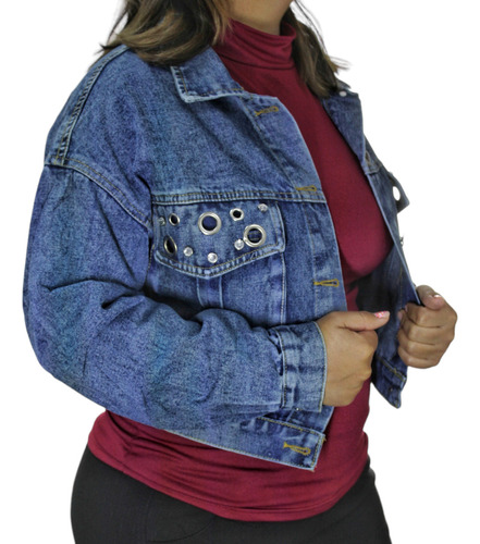 Chaqueta Jeans Mezclilla Mujer A180 - Adcesorios