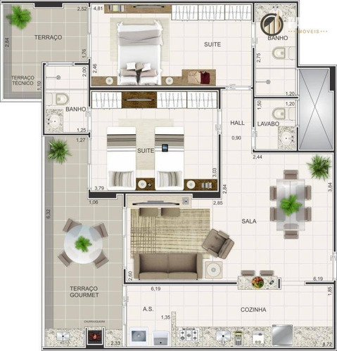 Apartamento Com 2 Dormitórios À Venda, 90 M² Por R$ 480.237,40 - Boqueirão - Praia Grande/sp - Ap1267
