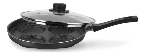 Frigideira Antiaderente Gourmet 4 Ovos Com Tampa Alumínio