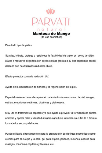 Manteca De Mango 250grs Uso Cosmetico Oferta Especial