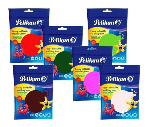 Imagen 2 de 6 de Masa Foamy P/ Modelar Pelikan De 50 Grs. V/ Colores X Unidad