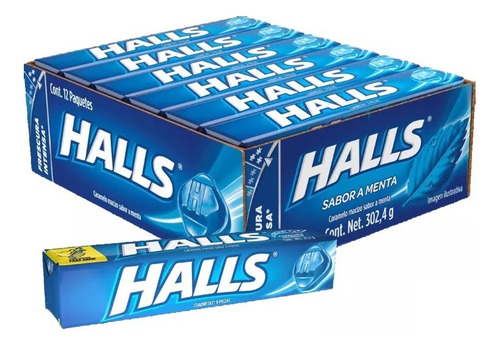 Halls Menta 12 Piezas Frescura Alta Caramelo Macizo Menta