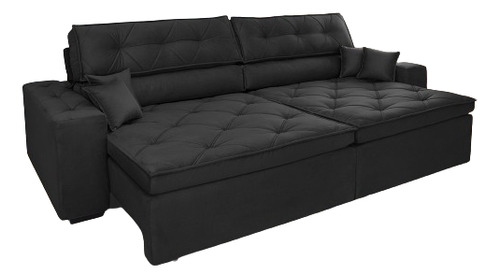 Cama inBox Sofá Retrátil E Reclinável 2,72m Estilo. Suede