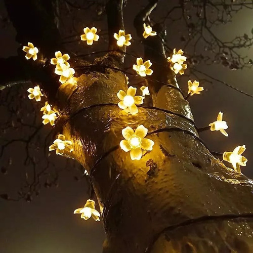50 Led 7m Tira De Luces Led Solares Forma Flores Para Jardín