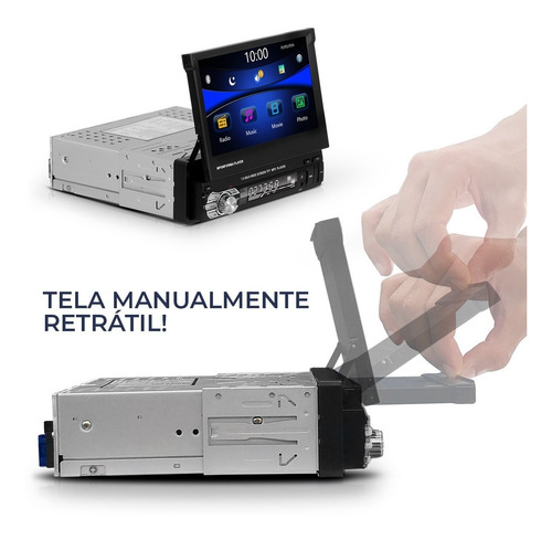 Mp5 Central Multimidia 7 Pol Radio Bluetooth 1 Din Retratil