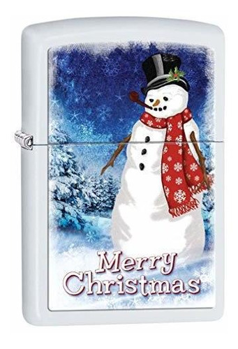 Zippo Lighter: Snowman, Merry Christmas - White Matte 80760