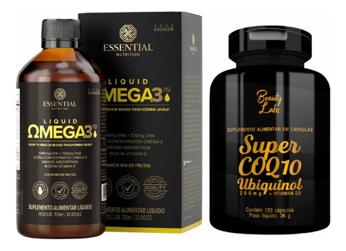 Super Omega 3 Tg Liquid 150ml-essential+brinde Coenzima Q10 Sabor Neutro