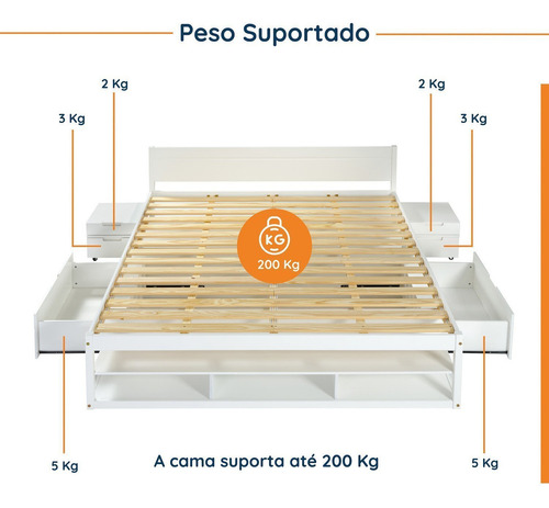 Cama King Multifuncional Madeira Maciça Irara Cabecasa