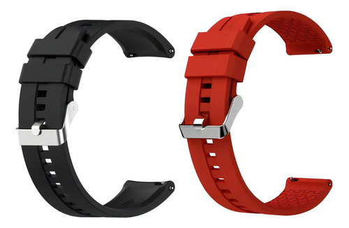 Kit Pulseiras New 20mm Compatível Xiaomi Amazfit Bip 3 A2172 Cor Preto-Vermelho